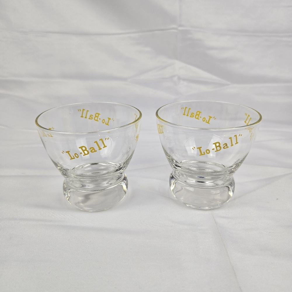 Vintage 1950's Eva Zeisel  Lo Ball Glass Set (Yellow) Lot of 2